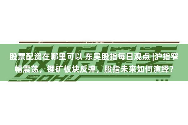 股票配资在哪里可以 东吴股指每日观点 |沪指窄幅震荡，锂矿板块反弹，股指未来如何演绎？